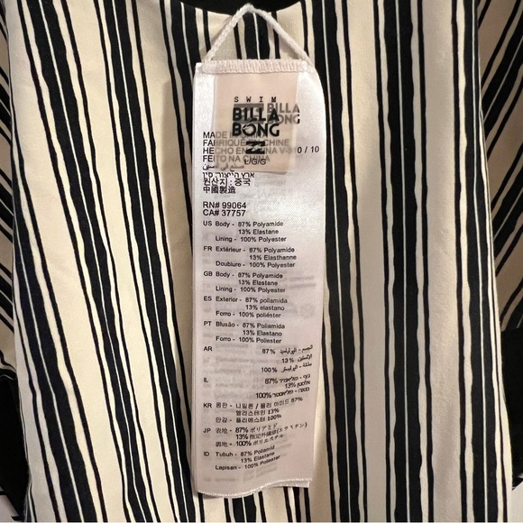 Billabong Black and White Striped One Piece Swimsuit - Picture 11 of 12